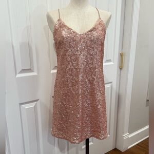 Pink Sequin Sleeveless Dress